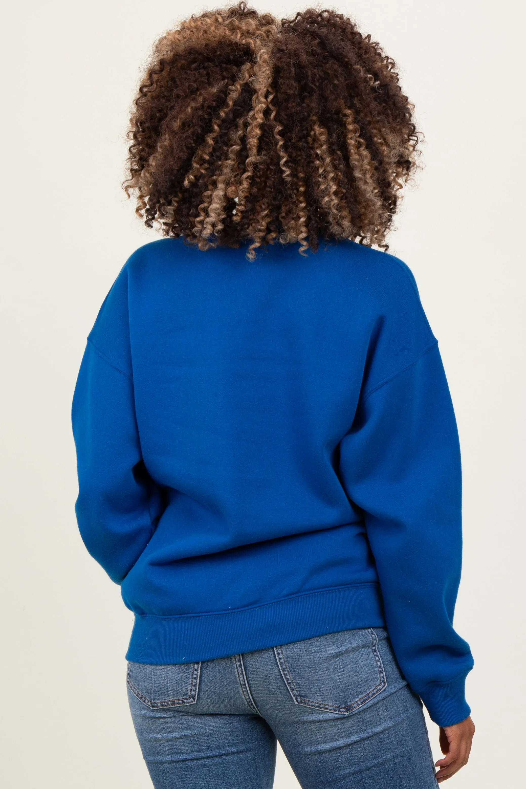 Royal Blue Basic Fleece Crewneck Maternity Sweatshirt sold by Pinkblush product image thumbnail 3