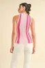 Two Tone Pink Vertical Stripe Lettuce Edge Rib Sweater Tank sold by Pinkblush