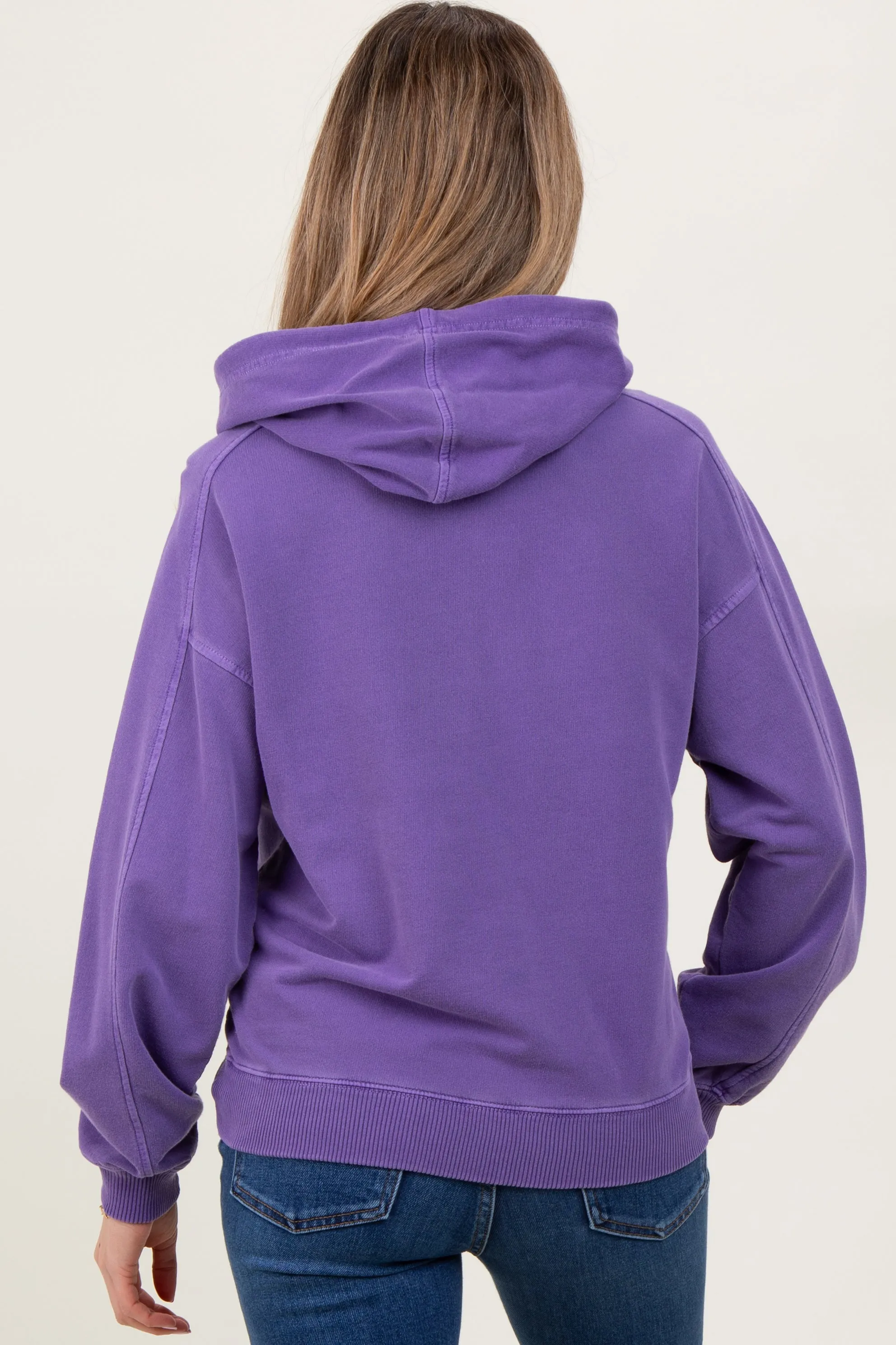 Purple French Terry Hooded Maternity Sweatshirt sold by Pinkblush product image thumbnail 3