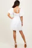 White Textured Bubble Sleeve Maternity Mini Dress sold by Pinkblush