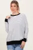 White Striped Oversized Crewneck Maternity Pullover sold by Pinkblush