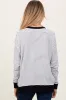 White Striped Oversized Crewneck Maternity Pullover sold by Pinkblush