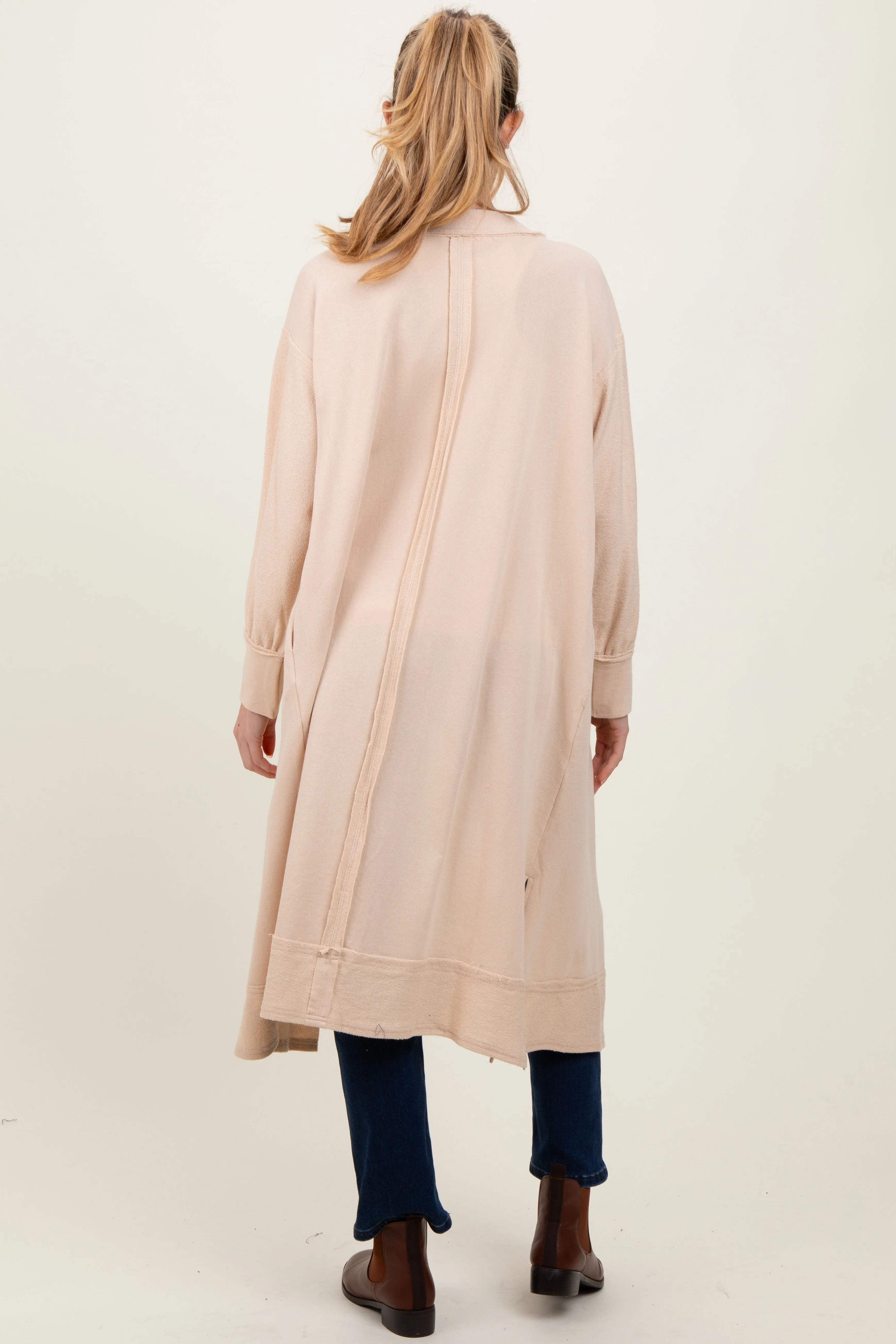 Cream Button Down Long Maternity Cardigan sold by Pinkblush product image thumbnail 4