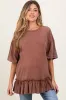 Rust Relaxed Ruffled Tunic Maternity Top sold by Pinkblush
