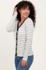 Ivory Striped Ribbed Long Sleeve Lace Detail Button Down Cardigan sold by Pinkblush