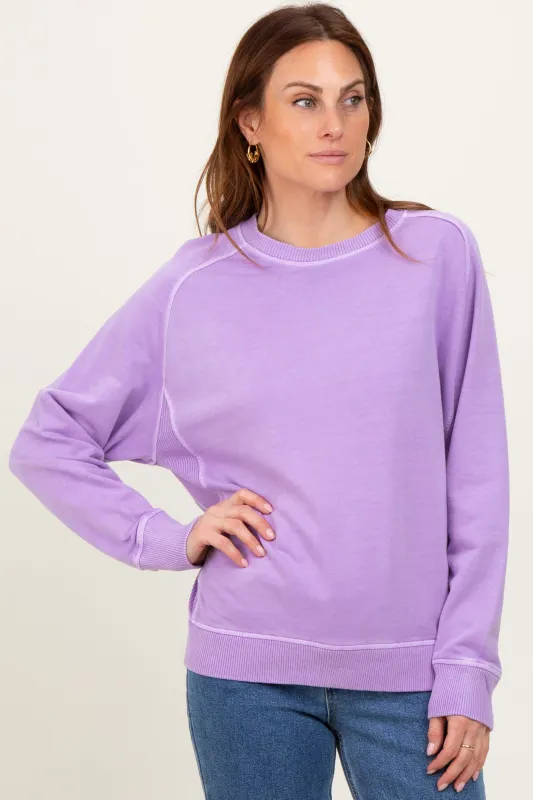 Lavender French Terry Vintage Wash Pullover sold by Pinkblush