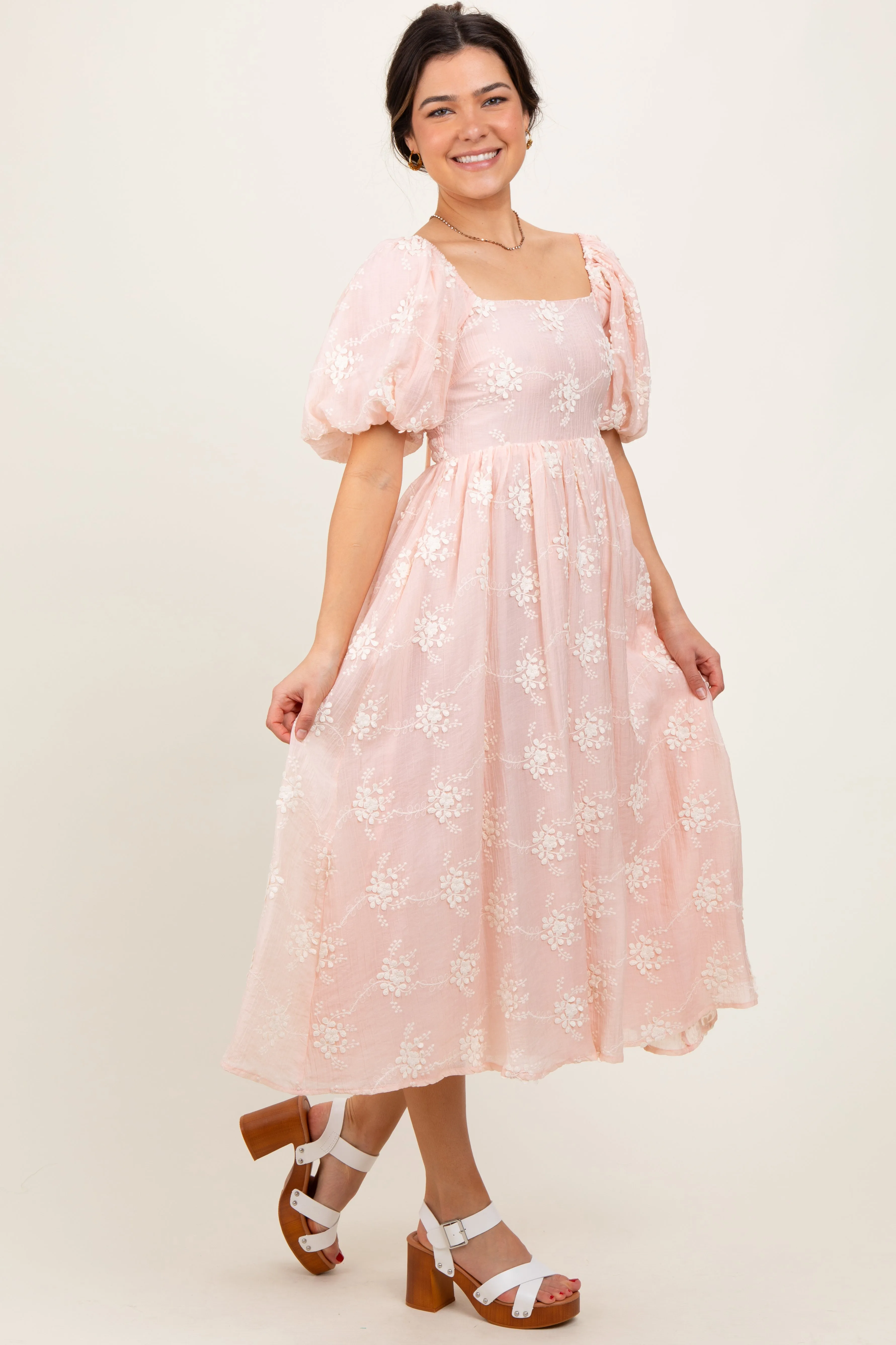 Pink Textured Midi Dress sold by Pinkblush product image thumbnail 3