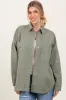 Light Olive Embroidered Snap Button Shirt Jacket sold by Pinkblush