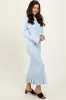 Light Blue Ribbed Knit Bow Back Maxi Dress sold by Pinkblush