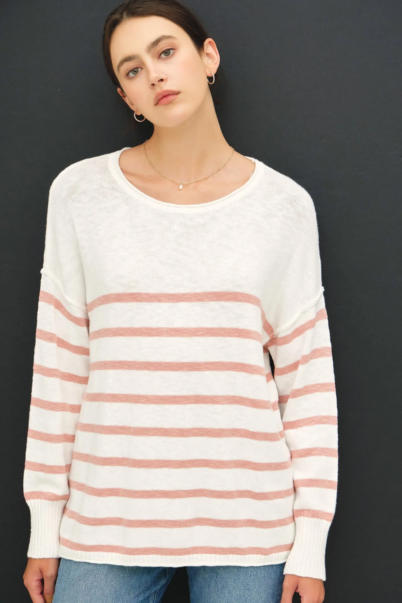 Peach Striped Cuff Maternity Sweater sold by Pinkblush product image thumbnail 5