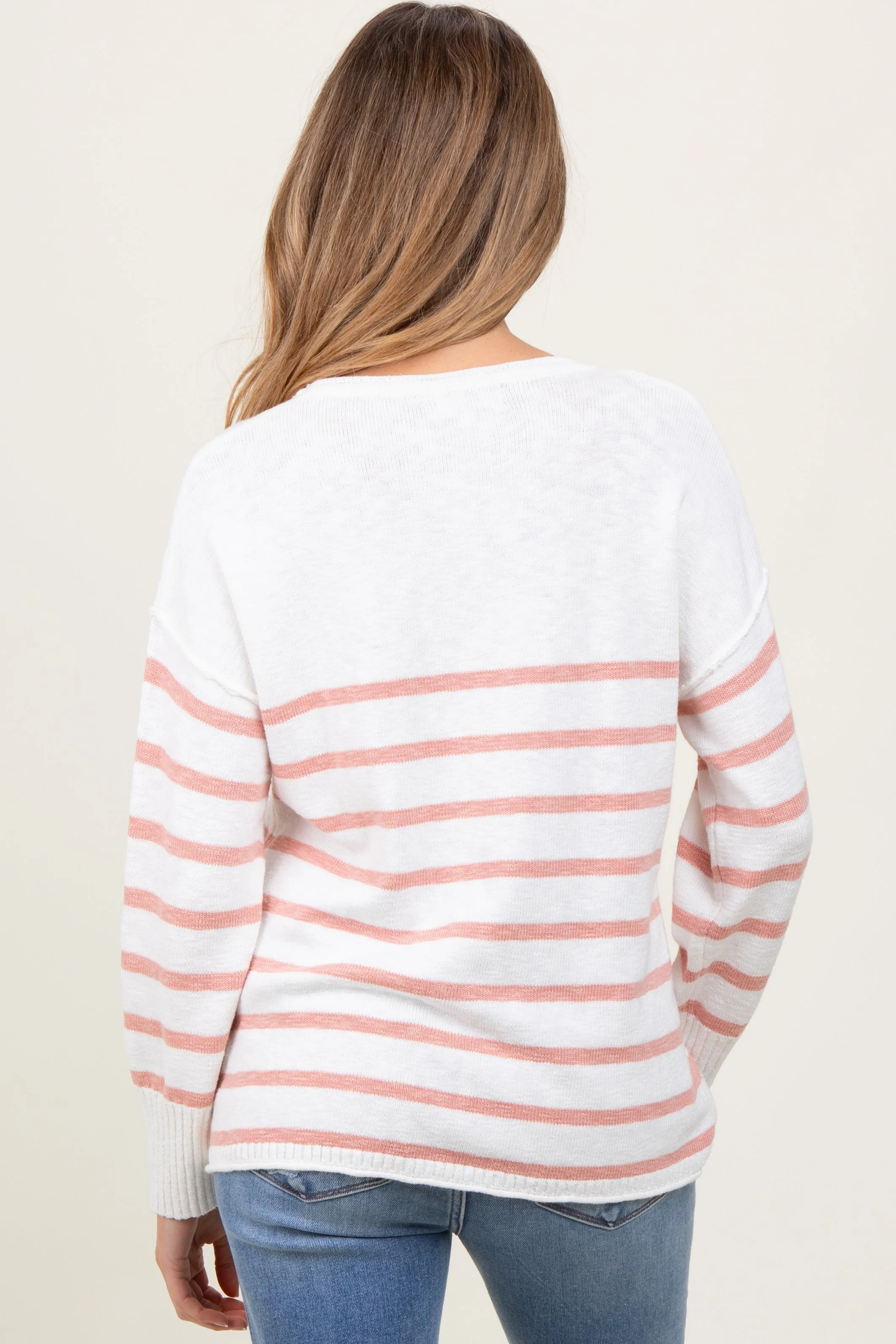 Peach Striped Cuff Maternity Sweater sold by Pinkblush product image thumbnail 4