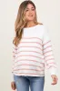 Peach Striped Cuff Maternity Sweater sold by Pinkblush