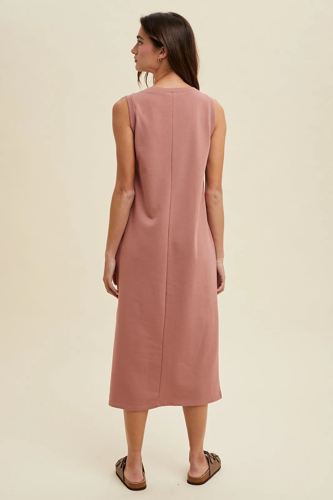 Rust V-Neck Sleeveless Side Slit Midi Dress sold by Pinkblush product image thumbnail 4