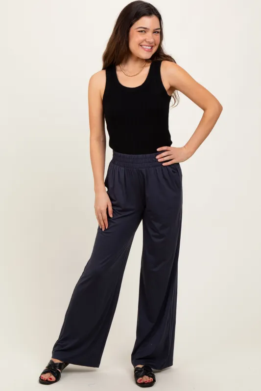 Charcoal Basic Wide Leg Pocketed Pants sold by Pinkblush
