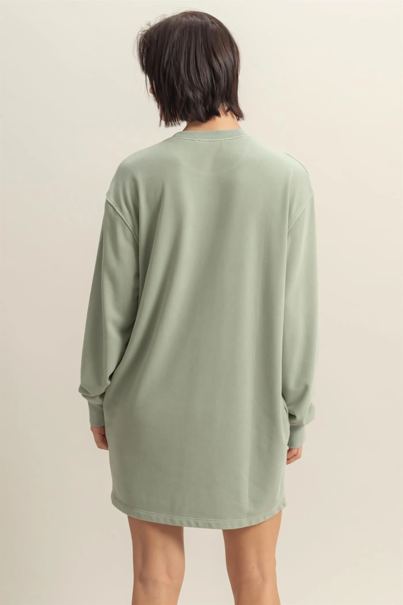 Sage Long Sleeve Oversized Sweatshirt Mini Dress sold by Pinkblush product image thumbnail 3