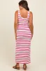 Fuchsia Striped Sleeveless Side Slit Maternity Maxi Dress sold by Pinkblush