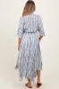 Navy Printed Deep V-Neck Maternity Midi Dress sold by Pinkblush