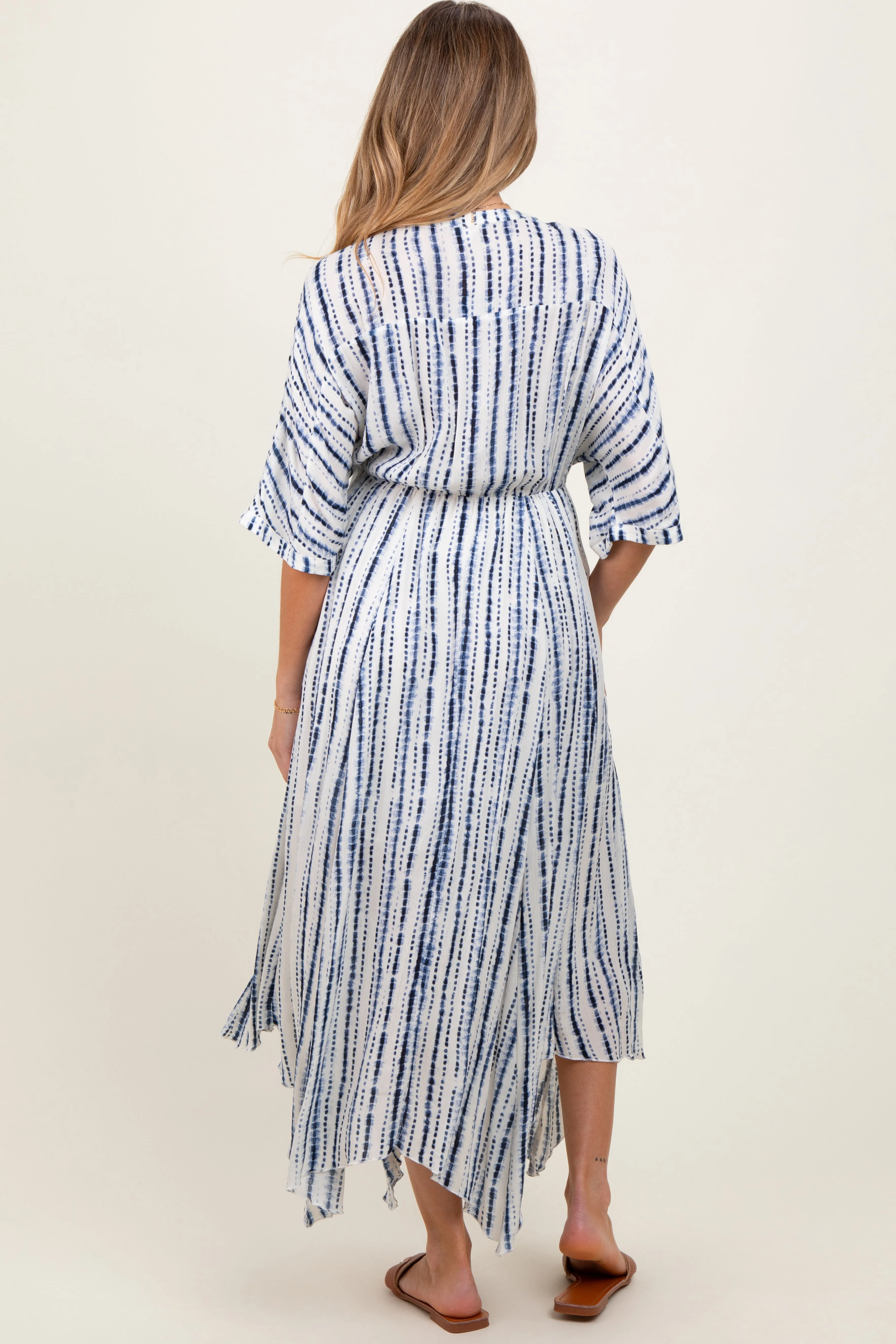 Navy Printed Deep V-Neck Maternity Midi Dress sold by Pinkblush product image thumbnail 4