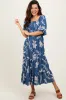 Blue Smocked Puff Sleeve Midi Dress sold by Pinkblush