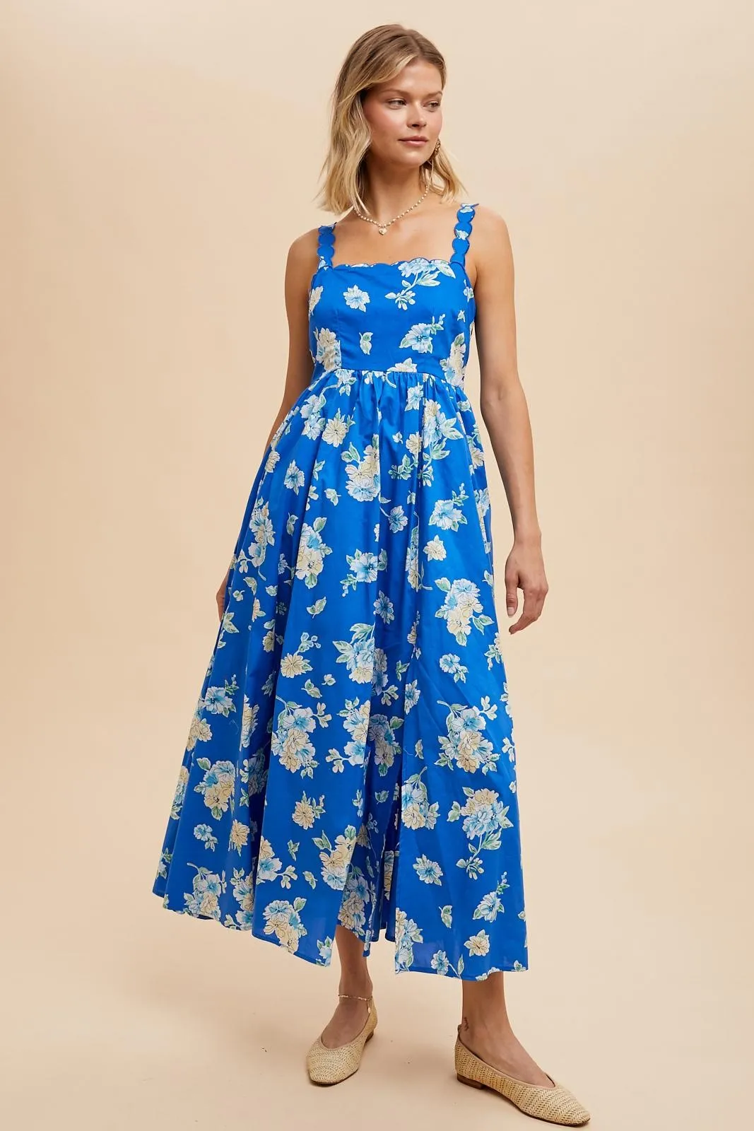 Royal Blue Floral Bold Print Cotton Maternity Maxi Dress sold by Pinkblush product image thumbnail 4