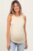 Cream Rib Knit Ruffle Trim Sleeveless Maternity Top sold by Pinkblush