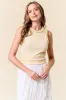 Cream Rib Knit Ruffle Trim Sleeveless Maternity Top sold by Pinkblush