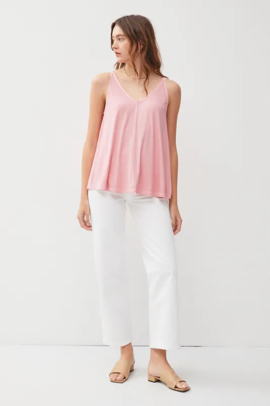 Light Pink Ribbed V-Neck Flowy Tank sold by Pinkblush