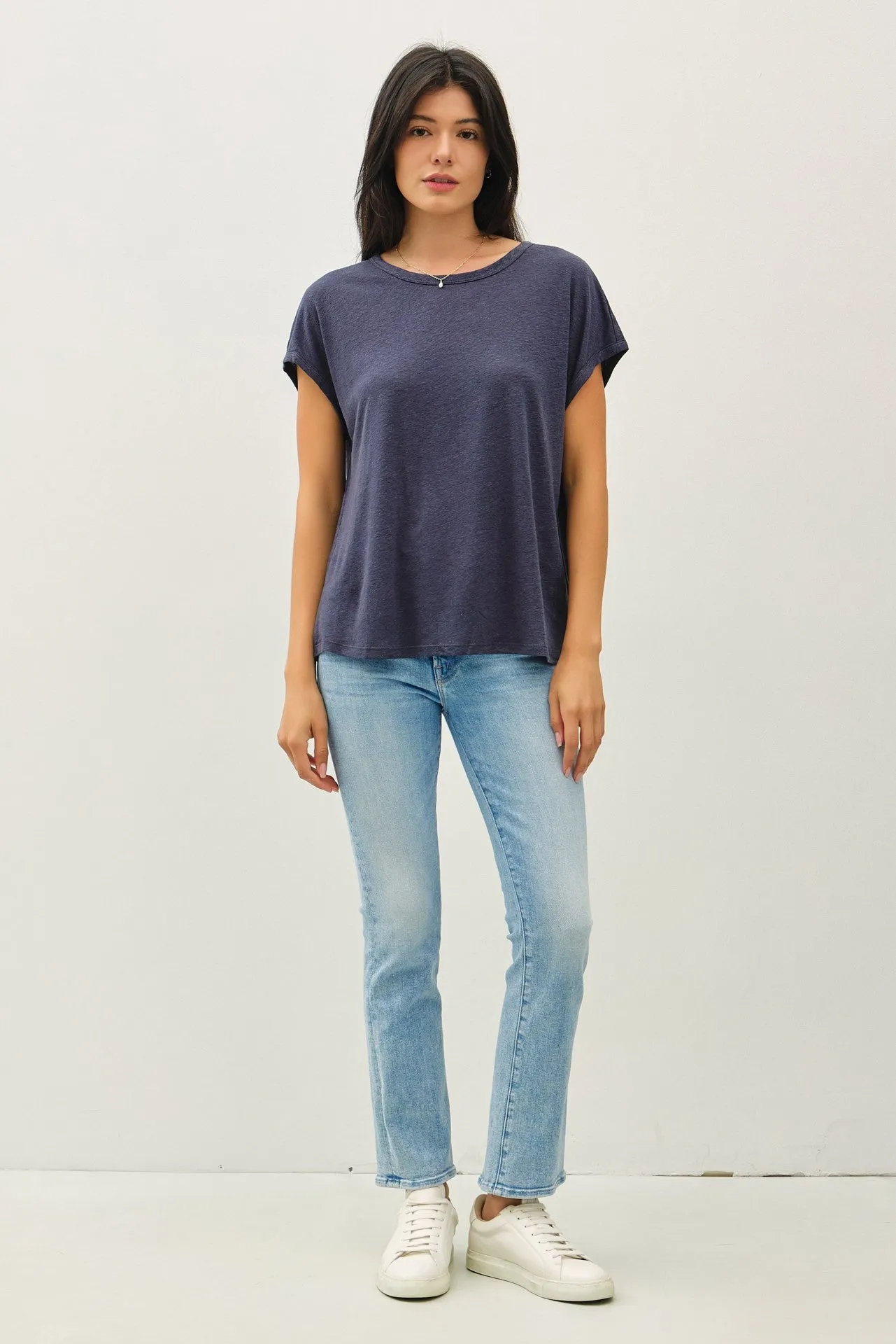 Charcoal Linen Blend Short Sleeve Tee sold by Pinkblush product image thumbnail 2