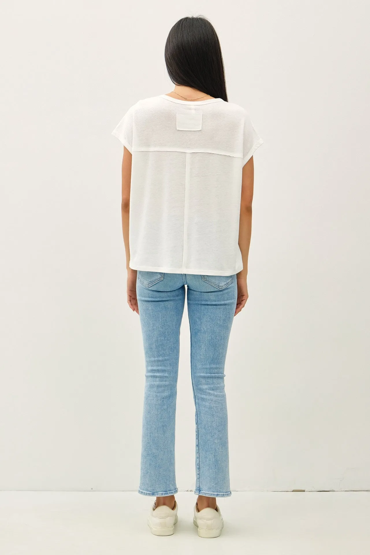 White Linen Blend Short Sleeve Tee sold by Pinkblush product image thumbnail 3