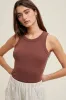 Brown Ribbed Basic Crew Neck Tank sold by Pinkblush