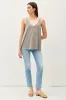 Grey Ribbed V-Neck Flowy Tank sold by Pinkblush