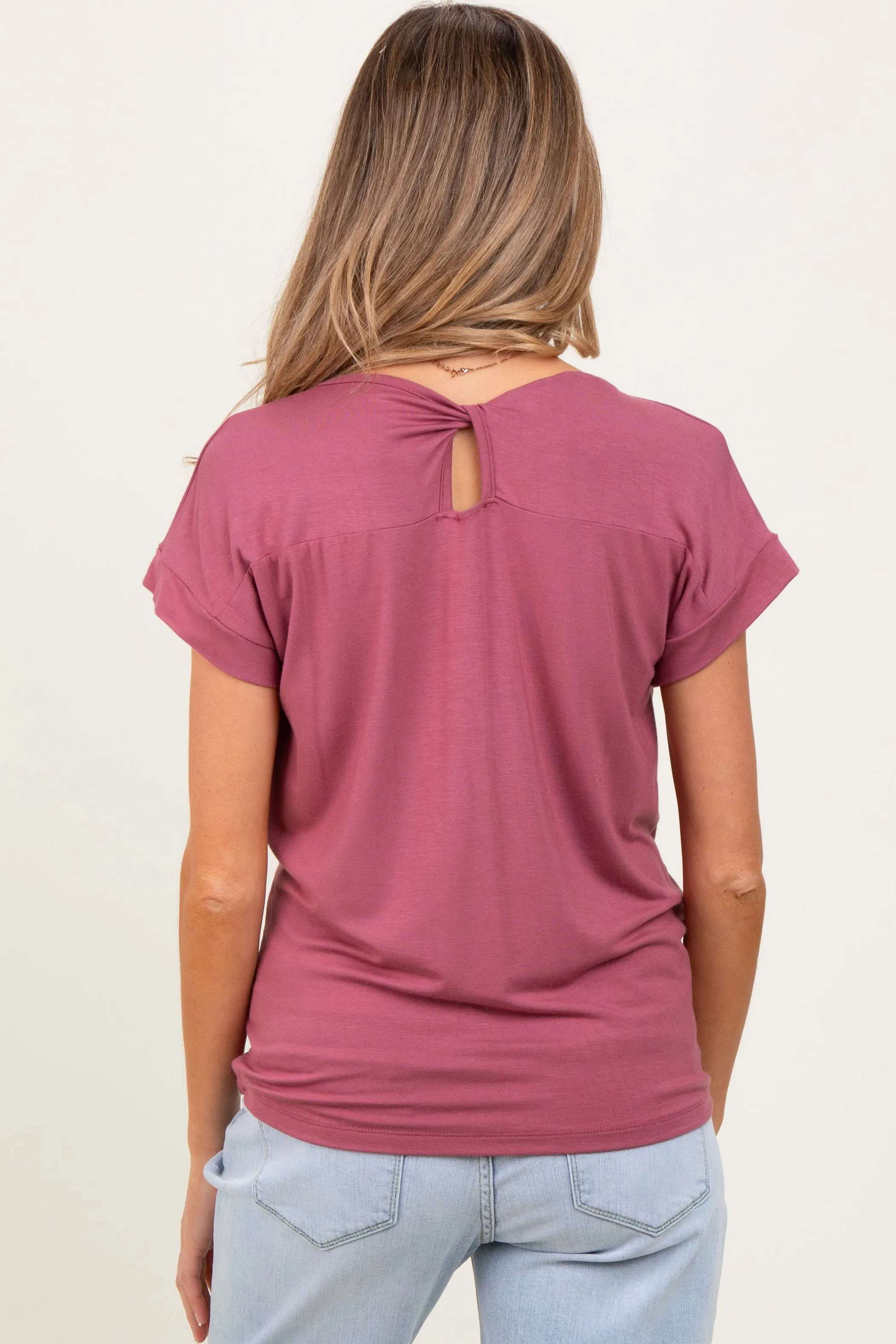 Mauve Key Hole Back Detail Maternity Top sold by Pinkblush product image thumbnail 4