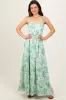 Sage Leaf Print Sleeveless Open Back Smocked Maxi Dress sold by Pinkblush