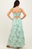 Sage Leaf Print Sleeveless Open Back Smocked Maxi Dress sold by Pinkblush