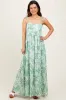 Sage Leaf Print Sleeveless Open Back Smocked Maxi Dress sold by Pinkblush