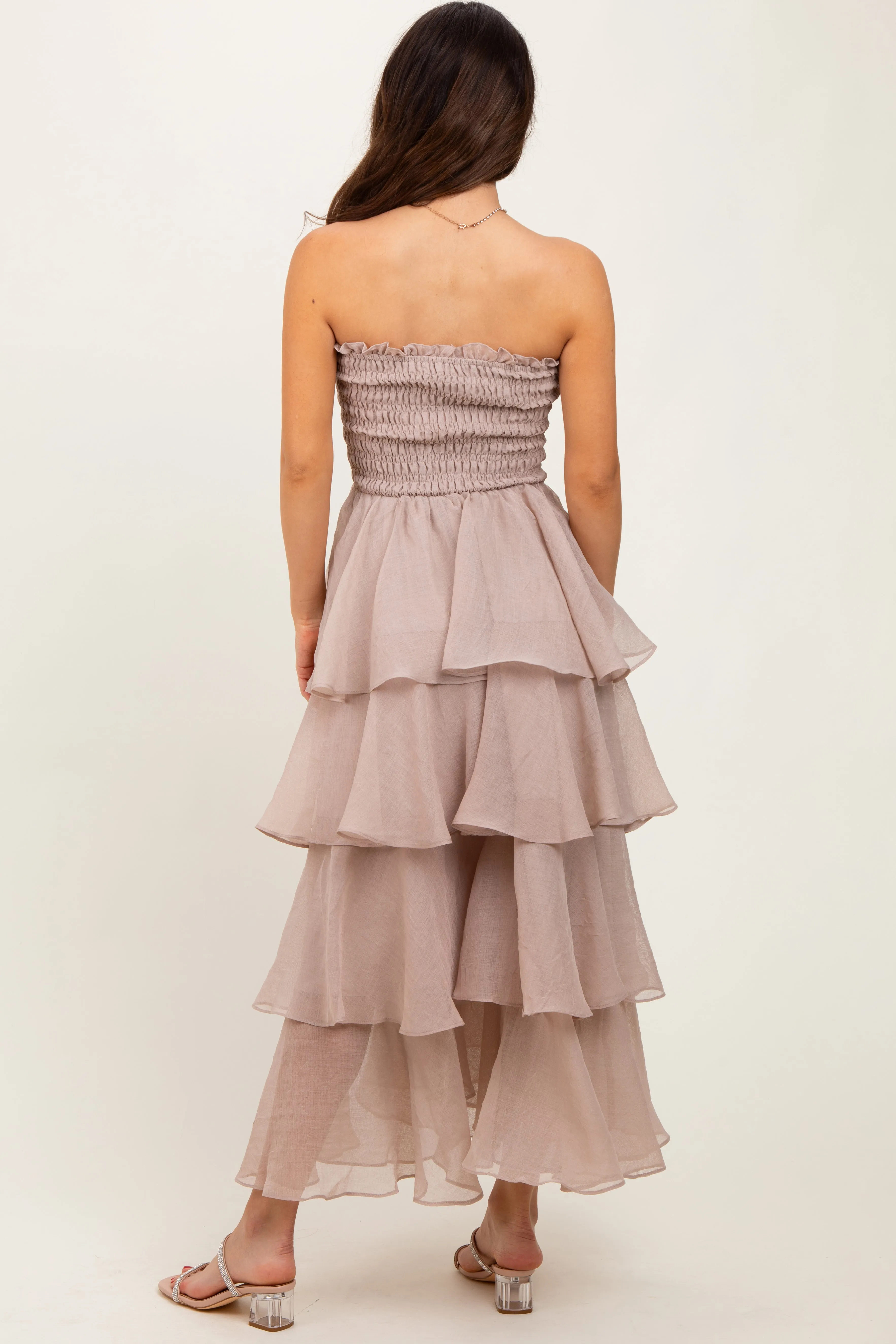 Beige Layered Maxi Dress sold by Pinkblush product image thumbnail 4