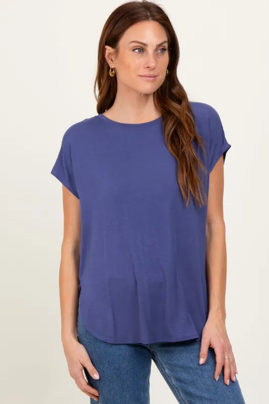 Navy Dolman Sleeve Round Neck Top sold by Pinkblush