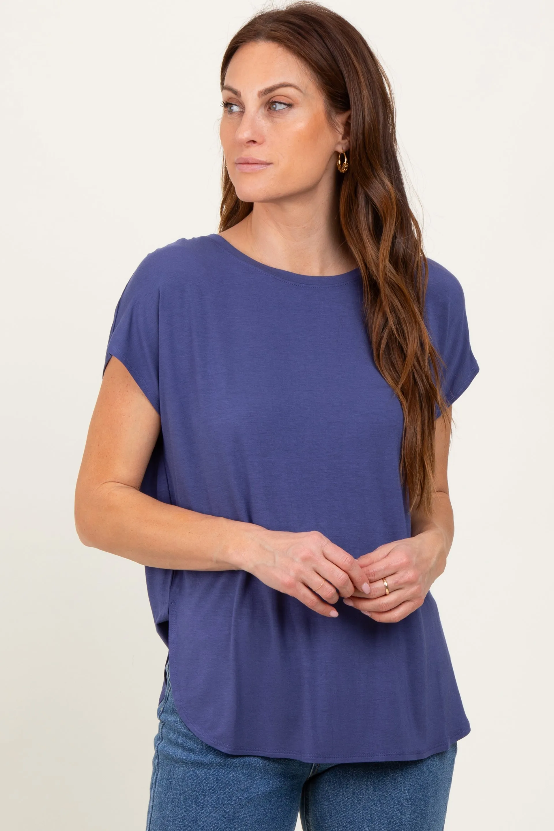 Navy Dolman Sleeve Round Neck Top sold by Pinkblush product image thumbnail 2