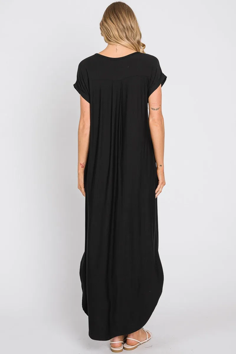 Black Round Hem Side Slit Maxi Dress sold by Pinkblush product image thumbnail 4
