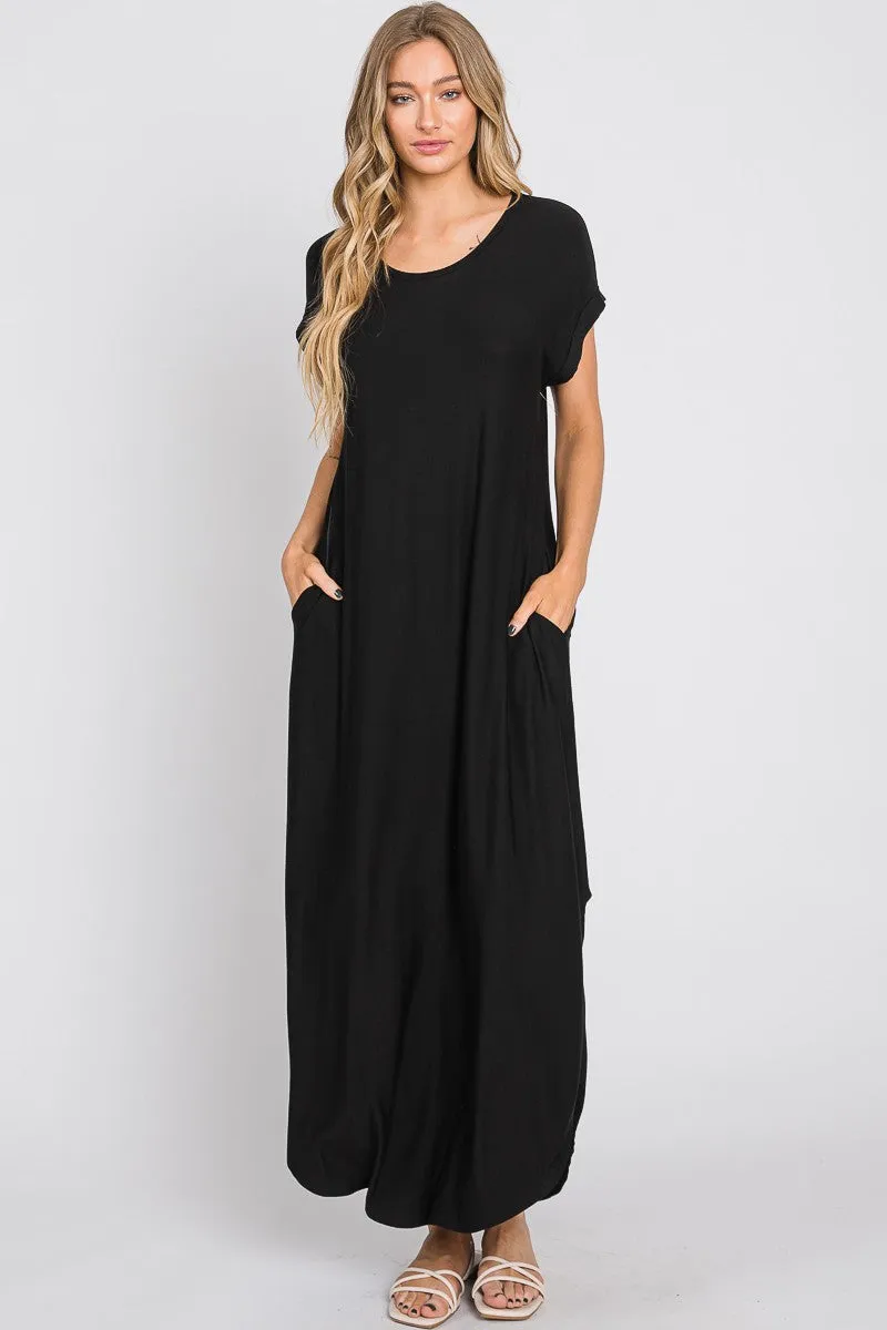 Black Round Hem Side Slit Maxi Dress sold by Pinkblush product image thumbnail 2