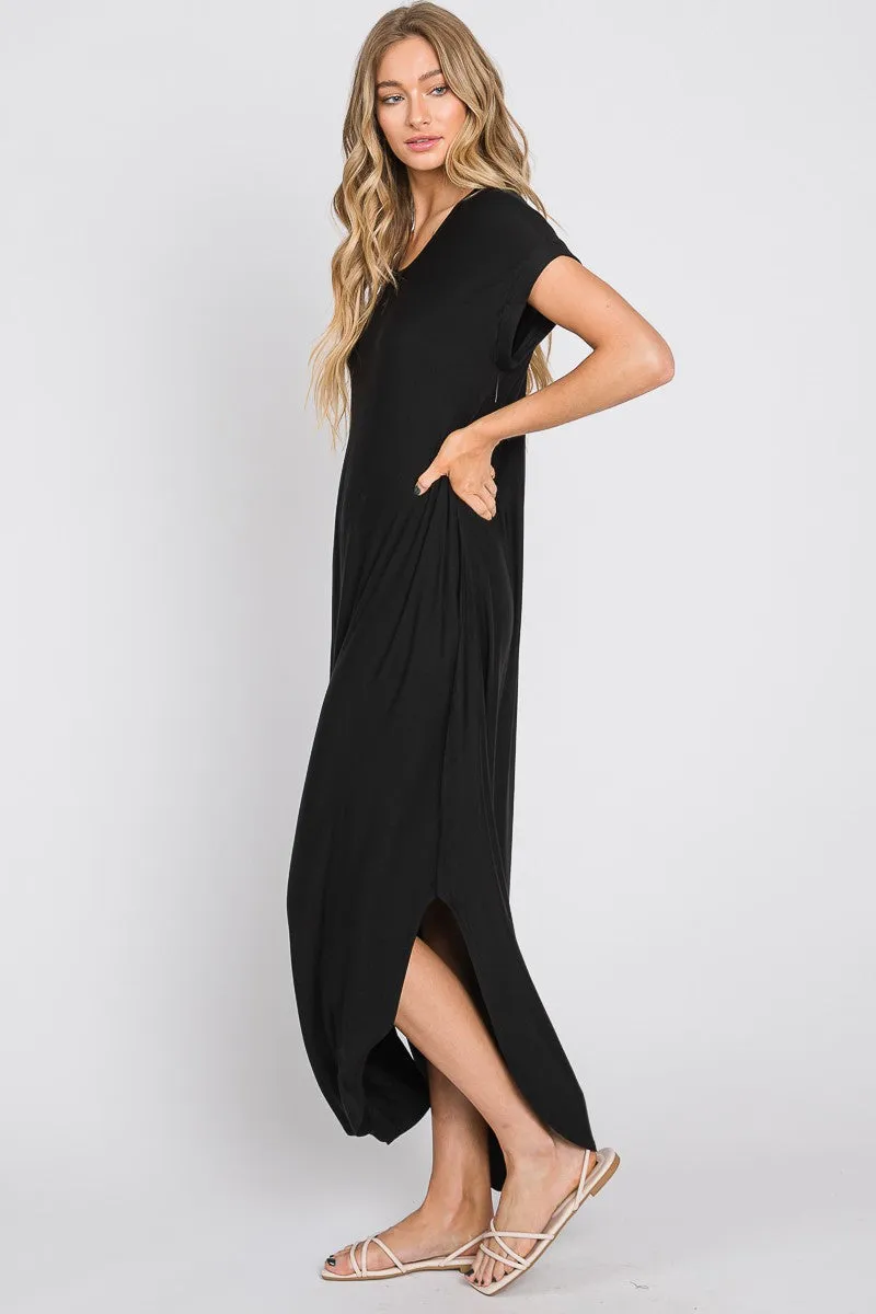 Black Round Hem Side Slit Maxi Dress sold by Pinkblush product image thumbnail 3