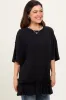 Black Relaxed Ruffled Tunic Top sold by Pinkblush