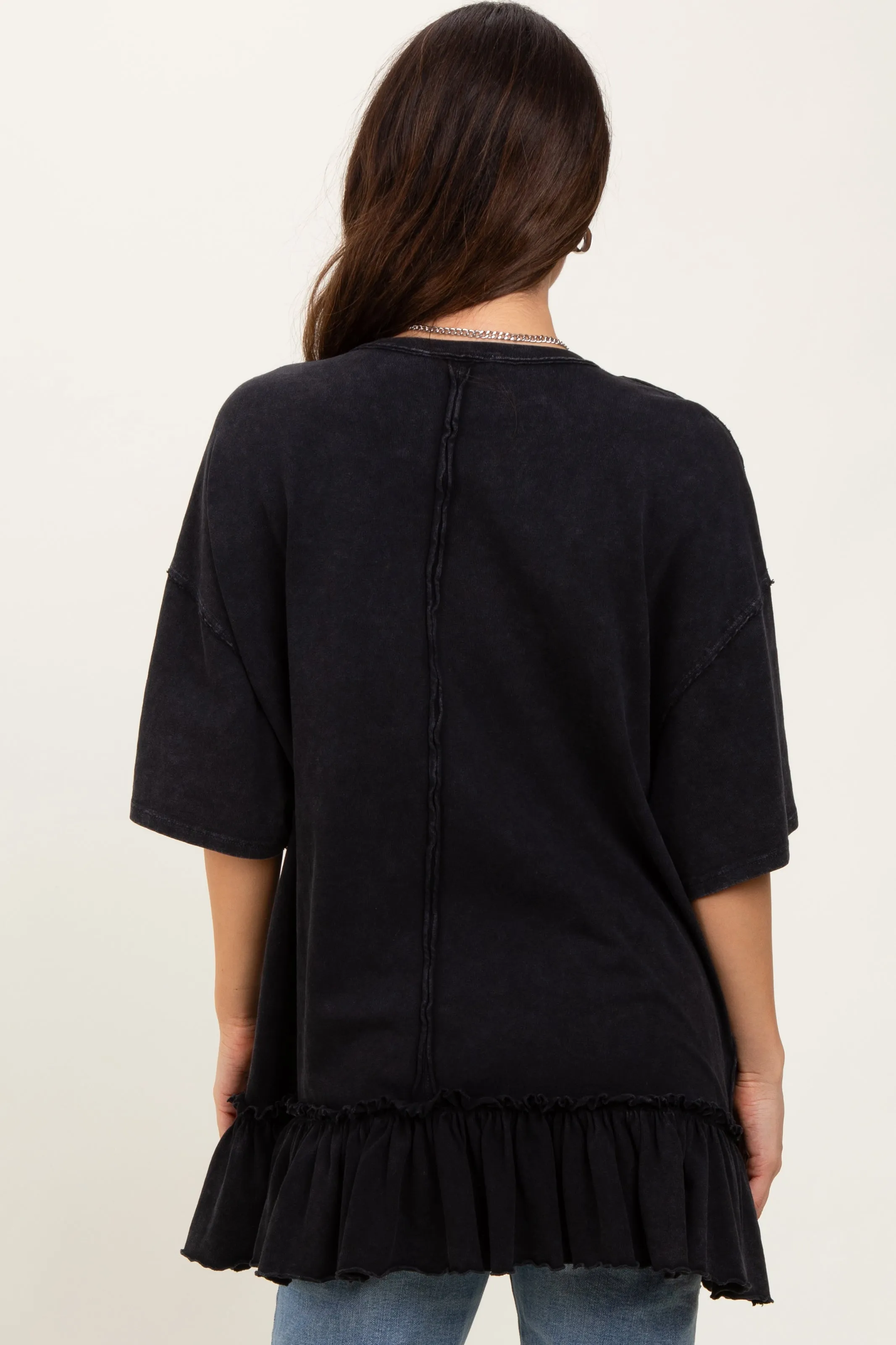 Black Relaxed Ruffled Tunic Top sold by Pinkblush product image thumbnail 3