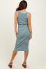 Mint Striped Sleeveless Fitted Midi Dress sold by Pinkblush