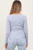 Light Blue Lace Trim Floral Fitted Top sold by Pinkblush