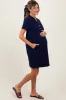 Navy Unfinished Seam Short Sleeve Maternity Mini Dress sold by Pinkblush