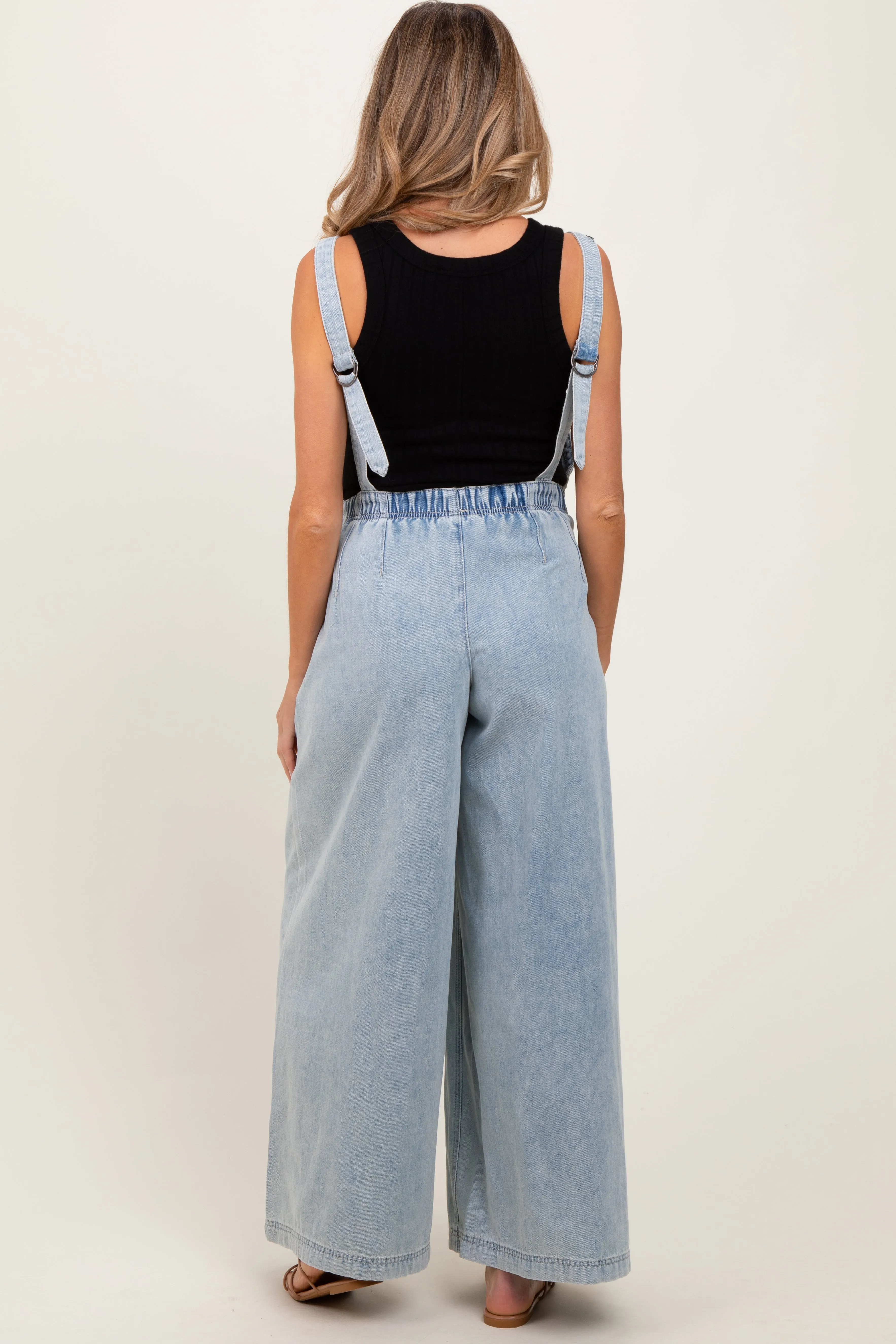 Light Blue Wide Leg Denim Maternity Jumpsuit sold by Pinkblush product image thumbnail 3