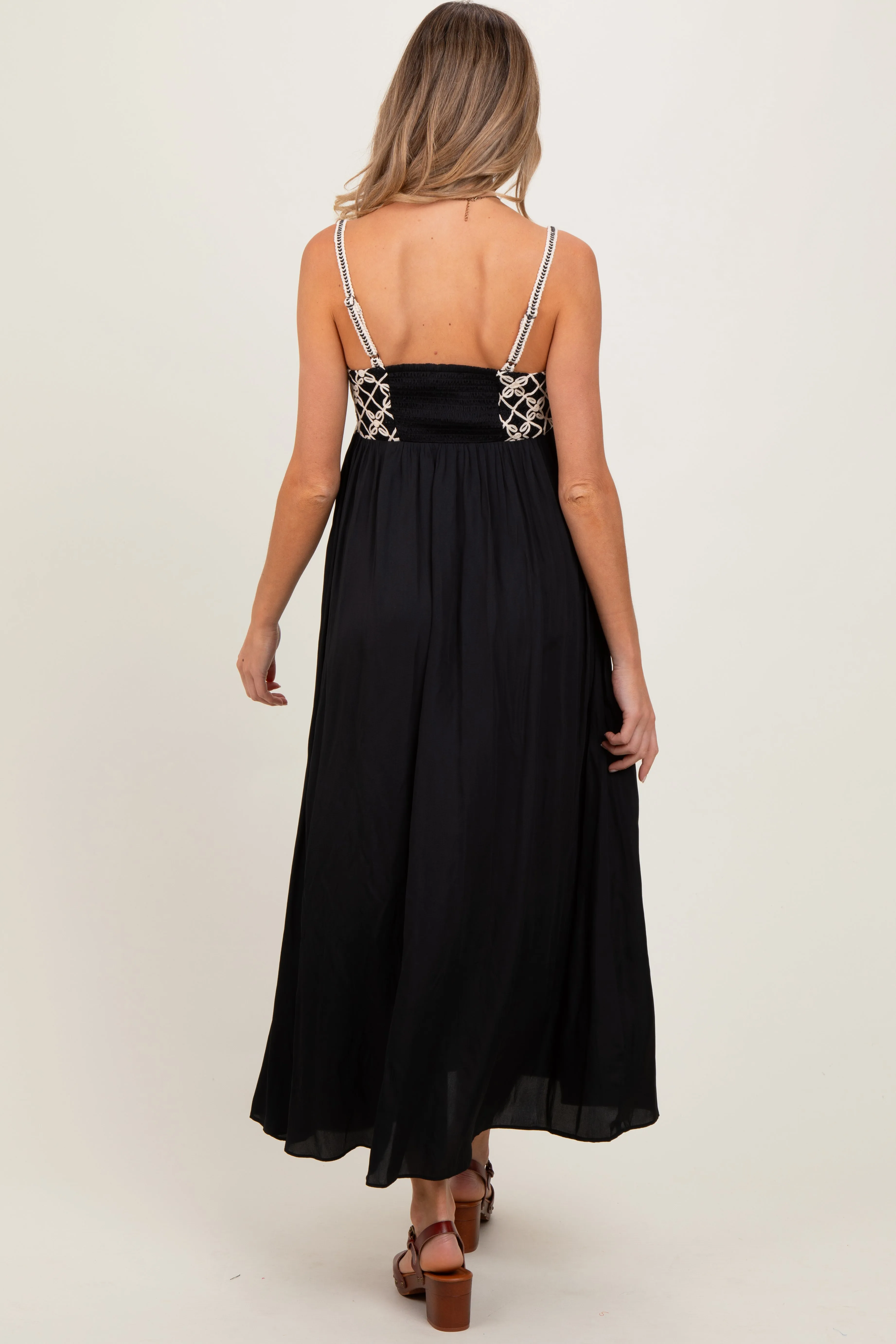 Black Embroidered Bodice Maternity Maxi Dress sold by Pinkblush product image thumbnail 4