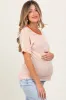 Orange Pointelle Knit Striped Maternity Top sold by Pinkblush