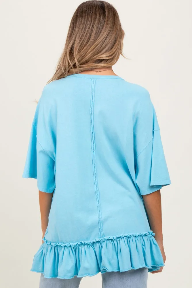 Aqua Relaxed Ruffled Tunic Maternity Top sold by Pinkblush product image thumbnail 3
